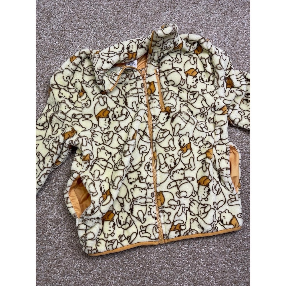 DISNEY Winnie The Pooh Full Zip Soft Fleece Jacket White & Brown Women XS - Picture 7 of 8